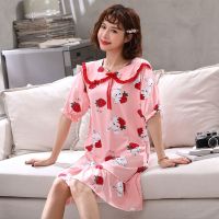 睡裙女2021年新款夏季公主风短袖ins风过膝长裙睡衣女家居服 GM103# M