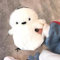 毛绒新款可爱小鸡包包迷你卡通童趣斜挎包秋冬款原宿女生包零钱包 白色