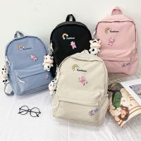 ins小清新校园女韩版原宿中学生初中生大容量双肩包可爱电脑背包 粉色送徽章
