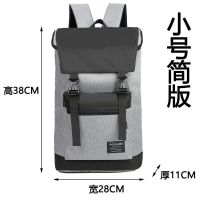 大容量书包双肩包男潮牌高中大学生帆布商务背包男士休闲旅行包潮 小号灰色简版 [单包]