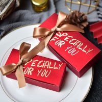 蜜糖-长方形结婚婚礼喜糖盒子 糖果包装盒中式婚庆礼盒 新品金葱纸-亮红(香槟丝带) 体验装(大小各1)