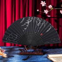 仙鹤扇子折扇中国风女式古风流苏夏日随身古典古代汉服折叠小竹扇 柳叶 不带扇套