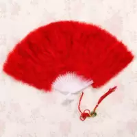 羽毛扇旗袍走秀舞蹈羽毛扇子加绒全毛加厚款渐变羽毛扇演出道具 大红色 21片羽毛扇子