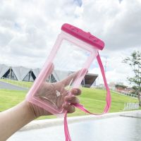 手机防水袋通用游泳下雨触屏多功能防水套拍照漂流批发送外卖 [充气]充气 粉 [单个试用装]无 发1个