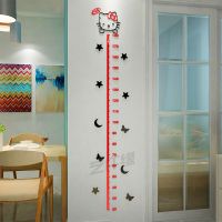 3d立体身高墙贴宝宝量身高尺可移除儿童房布置装饰自粘亚克力贴画 KT猫款17(宽42厘米)