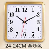 时钟表客厅家用挂钟墙上装饰儿童房卧室长方形石英钟时尚简约挂表 金沙色[送电池+挂钩] 19.8-19.8 CM小号
