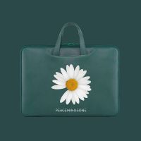 笔记本电脑包新款手提小皱菊时尚15.6小米华为女苹果戴尔13小清新 墨绿小皱菊[拉杆带] 13寸