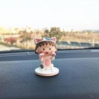 正版樱桃小丸子汽车动漫车载摆件可爱少女公仔手办盲盒车内装饰品 喵喵小丸子 底座自带胶贴