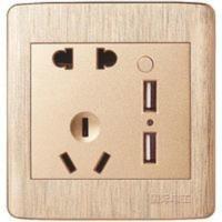 国际电工86型暗装开关插座面板墙壁家用双USB五孔带开关充电电源 国际电工开关插座面板