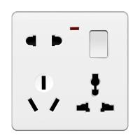 开关面板86型墙壁插座二三三极功能16A大功率电源插座暗明装通用 一开八孔16A