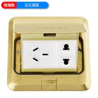 国际电工地插插座隐藏式隐形全铜防水超薄地面盖板五孔网络地插座 快弹型 [特价]镀铜五孔
