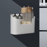 免钉无痕贴壁挂式收纳盒冰箱橱柜杂物整理盒厨房保鲜膜悬挂置物架 白色:1个装(7095)