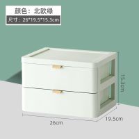 抽屉式桌面收纳盒化妆品办公桌学生宿舍文具整理盒书桌置物架神器 北欧绿[加宽两层款]