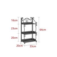 浴室置物架厨房用品置物架落地式多层收纳架卧室简易书架储物架 黑色 三层置物架