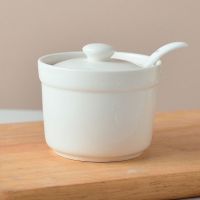 [调味料盒]陶瓷调味罐家用盐罐辣椒罐单个调味罐油壶醋壶木拖盘 凳形罐
