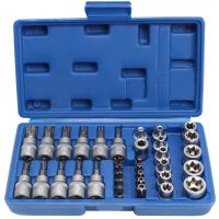 34件套中飞3/8寸E型梅花星形套筒组E4-E20 批头T10-T60工具组套 34件套梅花星型批头组套