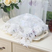 茶盘盖布茶具欧式蕾丝方巾家用客厅茶道玻璃杯果盘防尘防灰遮盖布 45x45(首图小茶盘盖巾) 蕾丝米纱-588款