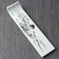 [手绘香插]陶瓷禅意线香炉香插室内家用卧香炉莲花香拖茶道摆件 富春山居图[香插] 单炉无赠品