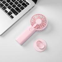 手持装电池的小风扇便携式手拿迷你学生上课用放普通五号干电池款 粉色不带电池 迷你便携款2档[可装2节电池]