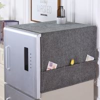 冰箱盖布双开门单门棉麻冰箱防尘罩万能滚筒洗衣机罩微波炉防尘布 简约墨绿 小单开冰箱50*130