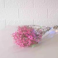 云南直发满天星 干花花束 家居摆设 小清新 装饰家居摆设迷你花束 粉色 满天星 迷你花+送灯