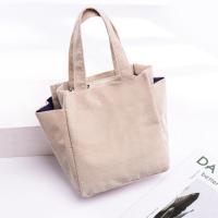 2021新款手提包女小布包妈妈包饭盒袋手提袋子妈咪包上班女包新款 米白灯芯绒(不送挂饰)