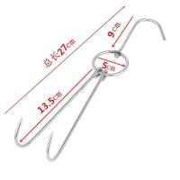 不锈钢挂钩吊钩烤鸭钩子双钩烤鸭勾子烧鹅挂勾烤鸭配件猪肉钩商用 挂鸭用粗4.2长27cm[10个]