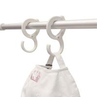 日本多功能卡扣S型挂钩 横杆挂钩 塑料卡扣 衣杆S形挂钩 S钩子 白色一组(2只装)