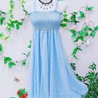 星星闪闪亮片款亮晶晶吊带裙吊带裙搭配披肩中长裙过膝显瘦遮肉 蓝色吊带裙送锁骨链 m码80到100斤