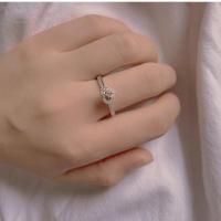 粉钻戒指女soinlove爱心形粉色仿真莫桑石钻戒女友生日情人节礼物 无包装 开口粉色爱心戒指