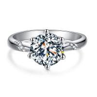 [配证书]经典六爪通灵莫桑石镀铂金仿真求婚钻戒指锆石戒指礼物 [通灵戒指] [叠口可调]+证书+礼盒