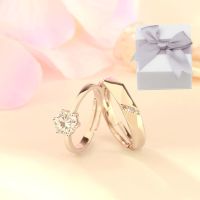 结婚假交换情侣款时尚戒指女道具婚戒仪式仿真戒求婚一对戒男个性 50分钻戒配白色盒子1个