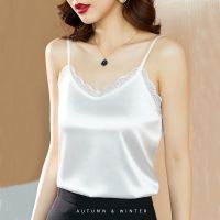 蕾丝吊带仿真丝内搭上衣百搭打底衫背心女2021新款夏季节外穿潮流 白色[时尚款] M 建议85-100斤