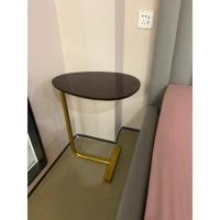 创意C型小边桌可移动茶几铁艺北欧沙发边几角几简约ins床头阅读桌 A款黑胡桃色(45*30*60)