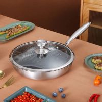 316不锈钢平底锅煎锅24-30cm无涂层无油烟不粘锅烙饼锅家用炒菜锅 尺寸[24cm] 316平底锅[无盖]