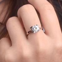 莫桑女经典牛头戒指1克拉女度白金简约求婚光臂牛头钻时尚礼物 1克拉 牛头光臂戒 9号