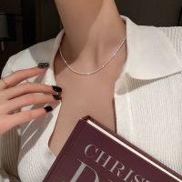 天然珍珠水滴吊坠双层锁骨链项链女锁骨链个性锁骨链2021年新款女 闪钻亮光素链