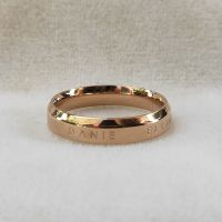 dw戒指情侣戒指新款陶瓷女韩版学生简约冷淡风ins情人节礼物刻字 玫金素圈(普通礼盒) 5号(美号)