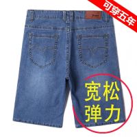 弹力夏季薄款牛仔短裤男五分马裤休闲七分裤子男士宽松直筒中裤潮 经典-009D // 浅色短裤 27 80斤内