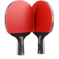 五星2支装乒乓拍辉胜五星乒乓球拍套装训练乒乓球拍双反胶专业拍 三星短柄2只送3球