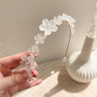 韩版小清新珍珠花朵发箍超仙少女头箍冷淡风气质淑女磨砂发卡头饰 白色五瓣花珍珠发箍[成人款]
