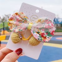 韩版儿童宝宝春夏碎花蝴蝶结头发绳发圈可爱公主不伤发头饰小熙瓜 黄色