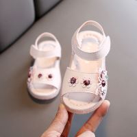 女童凉鞋2021夏季新款小公主防滑软底宝宝凉鞋女孩可爱绣花小童鞋 粉红色 PJ-11 22码内长14cm