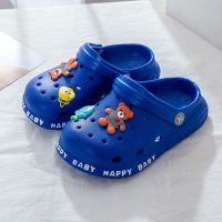 儿童洞洞鞋男童女童夏可爱火焰底包头凉鞋大童软底防滑小孩凉拖鞋 268宝蓝 140内长14cm 1-2岁