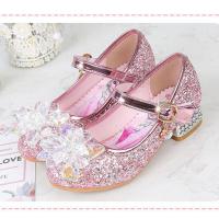 儿童高跟凉鞋2021夏季女童公主鞋中大童冰雪奇缘爱莎小女孩水晶鞋 558-9粉色 24码/16CM