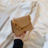 上新高级感亚克力手提包包女2021夏新款百搭洋气斜挎包单肩小方包 卡其色