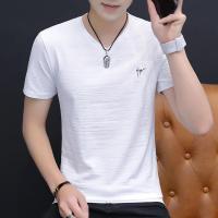 富贵鸟短袖t恤男士潮流潮牌男装V领体恤男夏季宽松棉质冰凉衣服 白色 T122 弹力棉 M