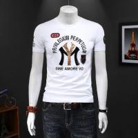 欧洲站男士圆领大码短袖T恤2021春夏季高端男装潮流休闲半袖上衣 白色 M