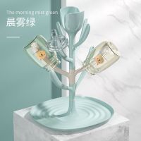 婴儿奶瓶沥水架晾干架晾干燥架放奶瓶架子沥干置物架防尘收纳架 晨雾绿