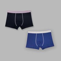 男士四季款高档棉质平角裤内裤男生四角透气肥佬大裤头成人裤衩潮 二条装黑色+蔚兰 XL 建议(90-120斤)